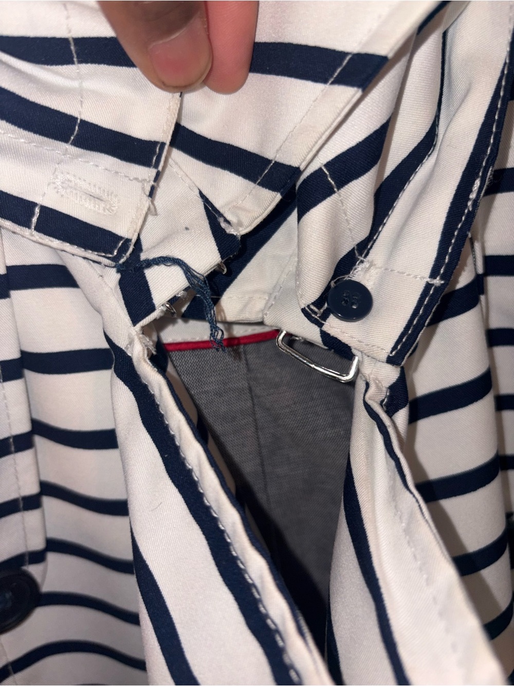 Tommy Hilfiger Striped Hooded Trench Coat - Picture 11 of 12